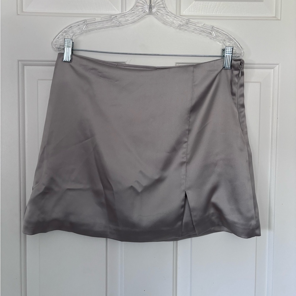 Wild Fable Silver Satin Mini Skirt